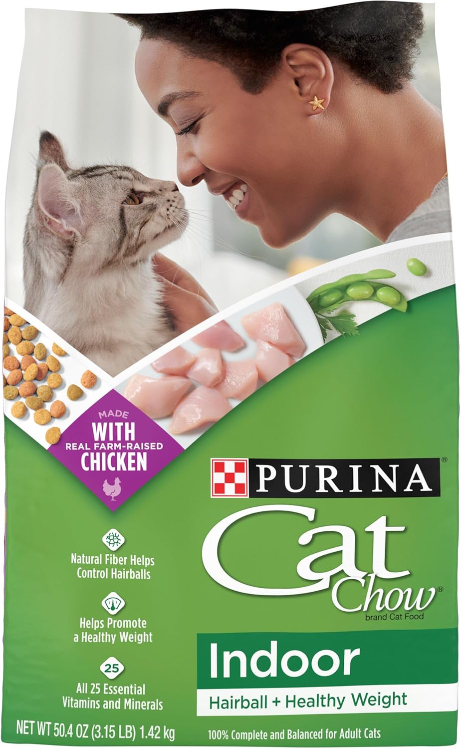 Purina Cat Chow Indoor Healthy Weight and Hairball Dry Cat Food With Chicken - (Pack of 4) 3.15 lb. Bags