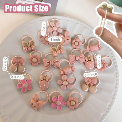 20 Pcs Light Pink Small Dog Hair Bows with Rubber Bands Puppy Bows for Ears Cute Grooming Flower Bowknot Strawberries Topknot Dog Hair Accessories for Small Dogs Girl Hair Ties for Yorkie Shih tzu
