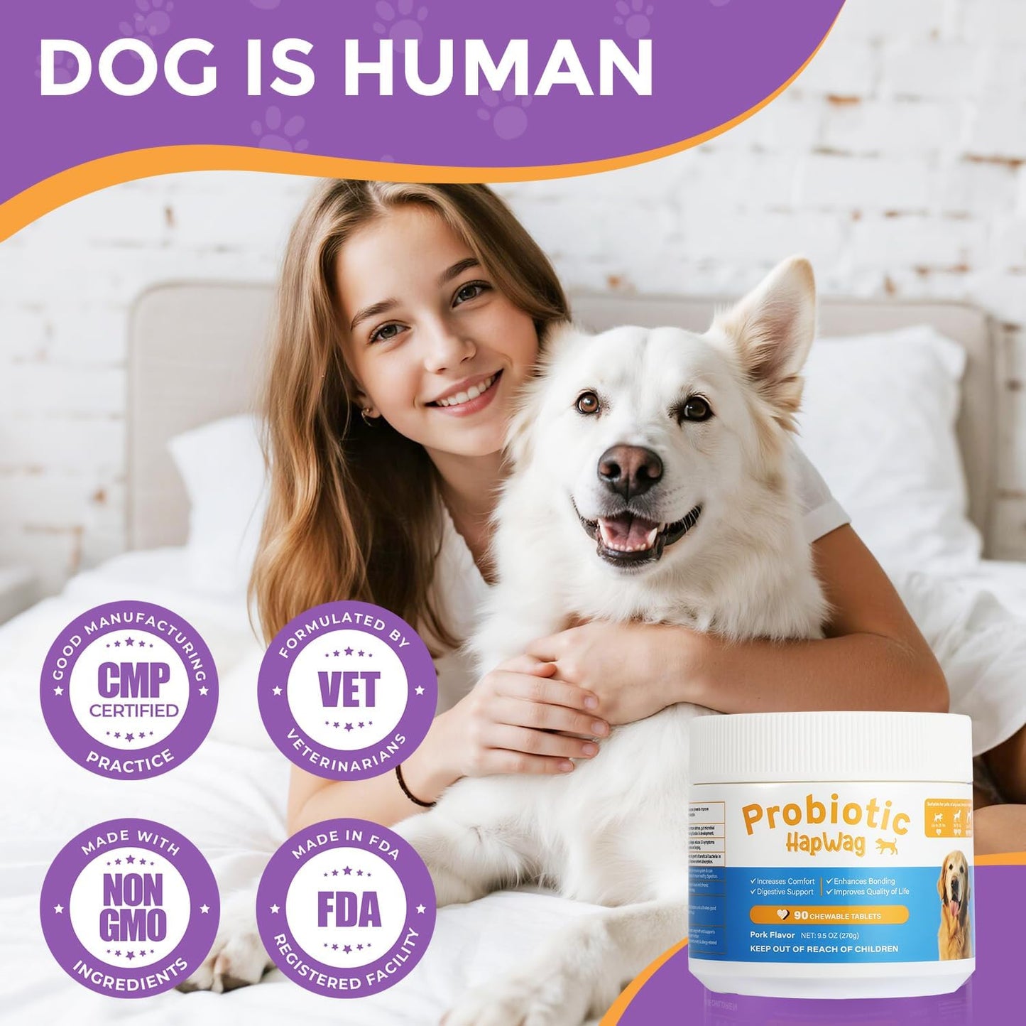 Dog Allergy and Immune Relief Chews - Probiotics for All Breeds and Ages Dogs, Support Gut Digestive Health, Anti Diarrhea, Constipation Relief, Dog Supplements - Pork Flavor - 90 Soft Chews