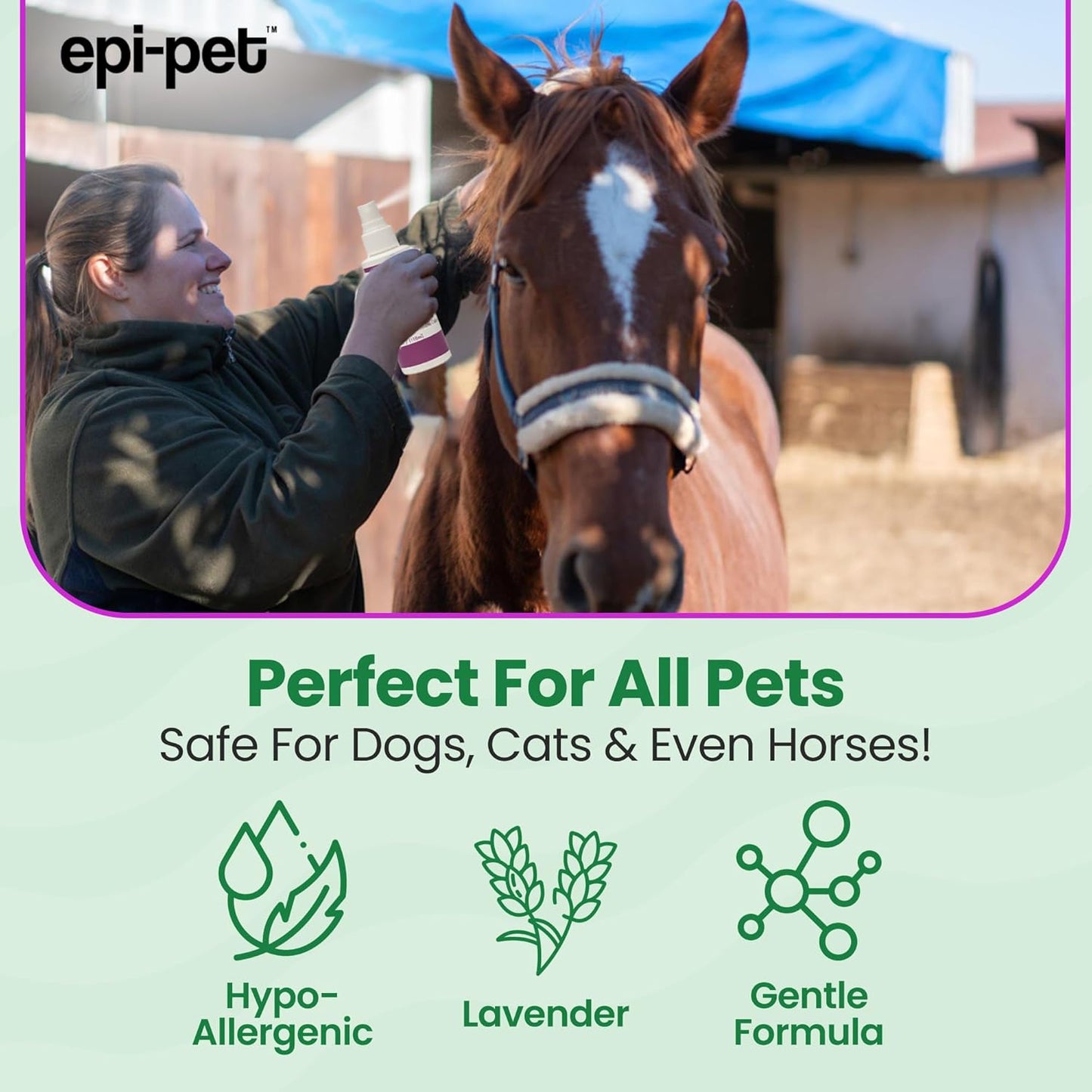 Epi-Pet Veterinary Formulated Dog Hot Spot and Dog Itch Spray, Pet Skin Treatment Spray for Allergies, Deshedding and Redness, Use it as Skin and Coat Conditioner (4 Fl Oz (Pack of 1), Lavender)