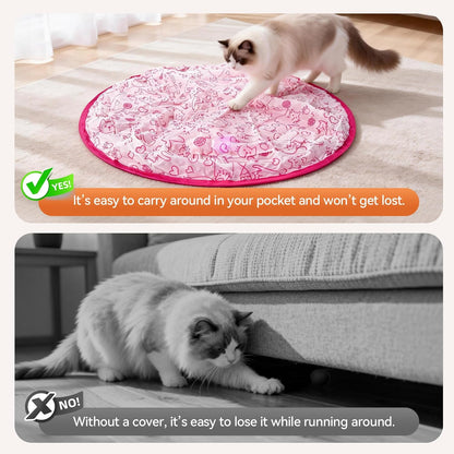Upgraded Rechargeable Interactive Cat Toy Ball with Hunting Cover - Smart Automatic Rolling, Obstacle Avoidance, Indoor Exercise for Cats to Release Energy & Instincts (Pink)