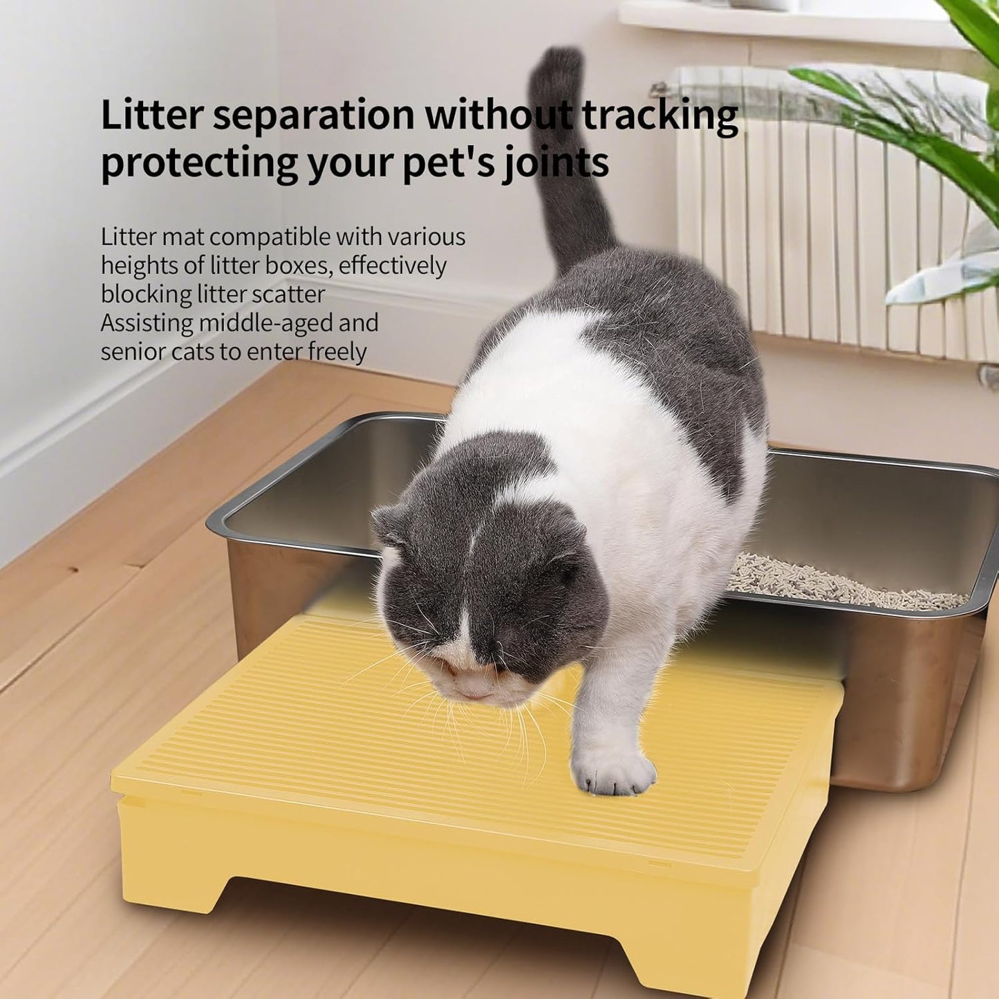 PAKEWAY Cat Ramp for Litter Box, Adjustable Elevated Cat Litter Box Step, for Automatic Litter Boxes & High - Entrance Litter Boxes - Ideal for Small & Elderly Cats