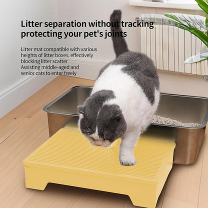 PAKEWAY Cat Ramp for Litter Box, Adjustable Elevated Cat Litter Box Step, for Automatic Litter Boxes & High - Entrance Litter Boxes - Ideal for Small & Elderly Cats
