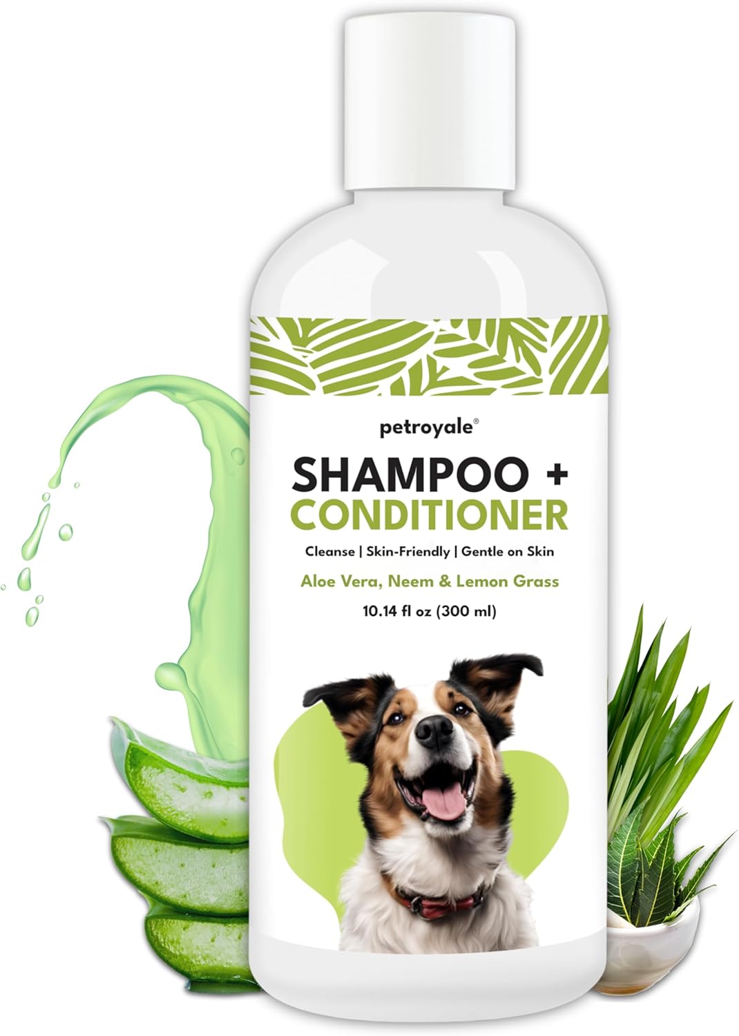 Dog Shampoo and Conditioner – Dog Shampoo for Shedding & Smelly Dogs – Aloe & Lemongrass Scent - Puppy Safe All Breeds Pet Friendly Dogs Shampoo (10.14 floz)