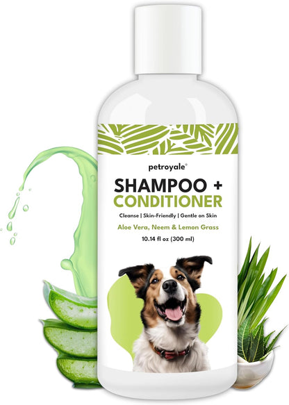Dog Shampoo and Conditioner – Dog Shampoo for Shedding & Smelly Dogs – Aloe & Lemongrass Scent - Puppy Safe All Breeds Pet Friendly Dogs Shampoo (10.14 floz)