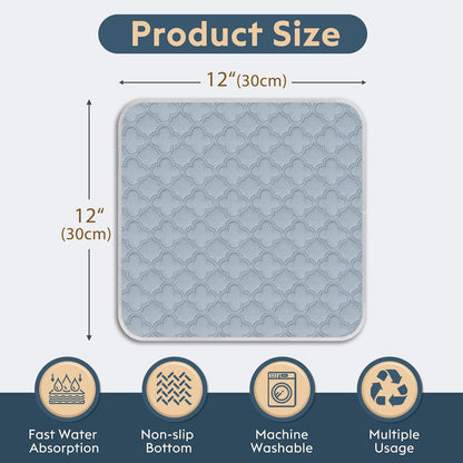 Washable Guinea Pig Cage Liner - 4 Pack Reusable Washable Pee Pads，Waterproof Guinea Pig Bedding for Small Animal - Rabbit Bunny Hamster Puppy (Light Grey, 12" X 12" - 4 Pack)