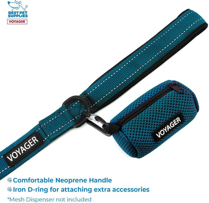 Voyager Step-in Air All Weather Mesh Harness and Reflective Dog 5 ft Leash Combo with Neoprene Handle, for Small, Medium and Large Breed Puppies by Best Pet Supplies - Blue/Black Trim, XXX-Small