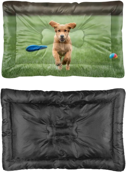 Golden Retriever Cute Indoor Dog Bed Washable Crate Mat Pad for Dog Crate Washable Bed for Dogs Non-Slip Chew Resistant Kennel Beds Crates Medium Comfort Mat Pet Paw Cushion Indoor Outdoor 24X18 Inch