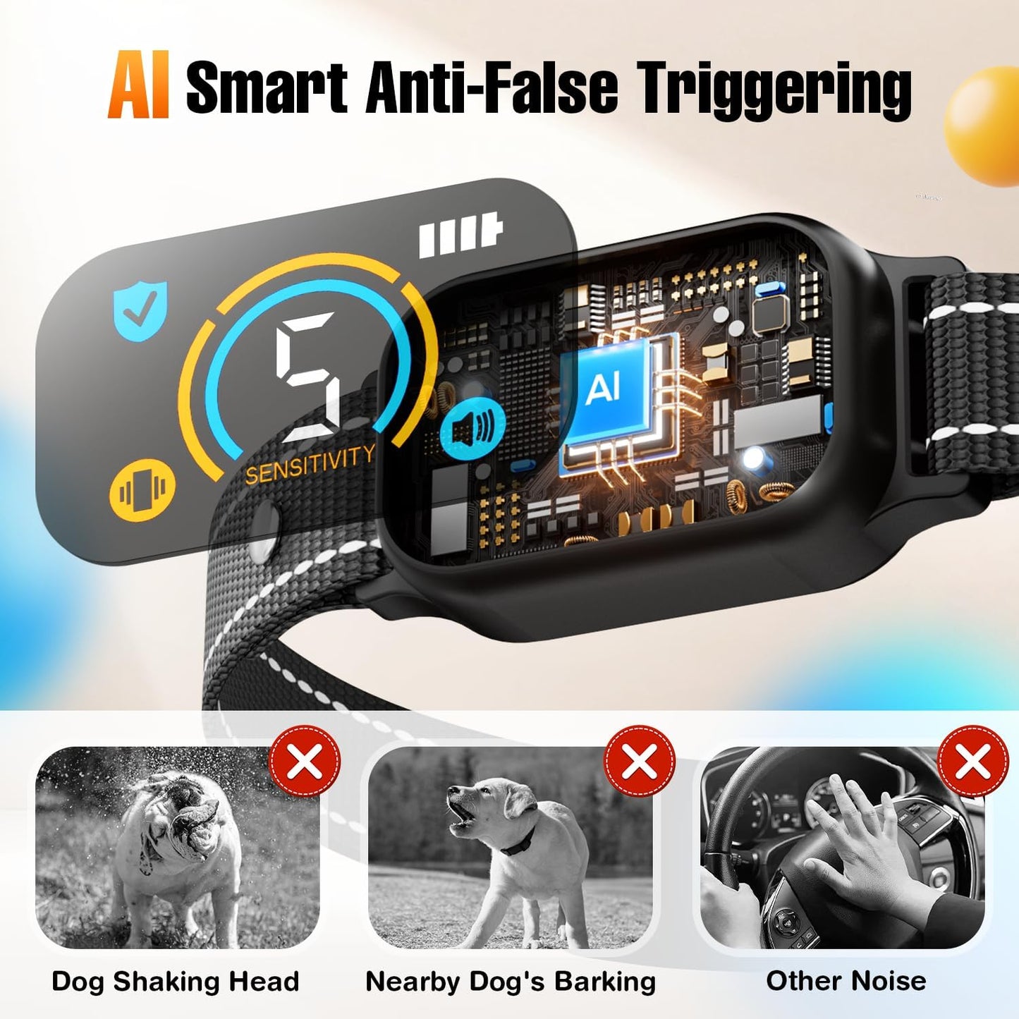 2 Pack Bark Collar for Small Dogs 5-15lbs, Medium, Puppy, Mini Dog, Rechargeable Smart Training Collar, Anti Barking Device with 5 Adjustable Sensitivity, Beep, Vibration