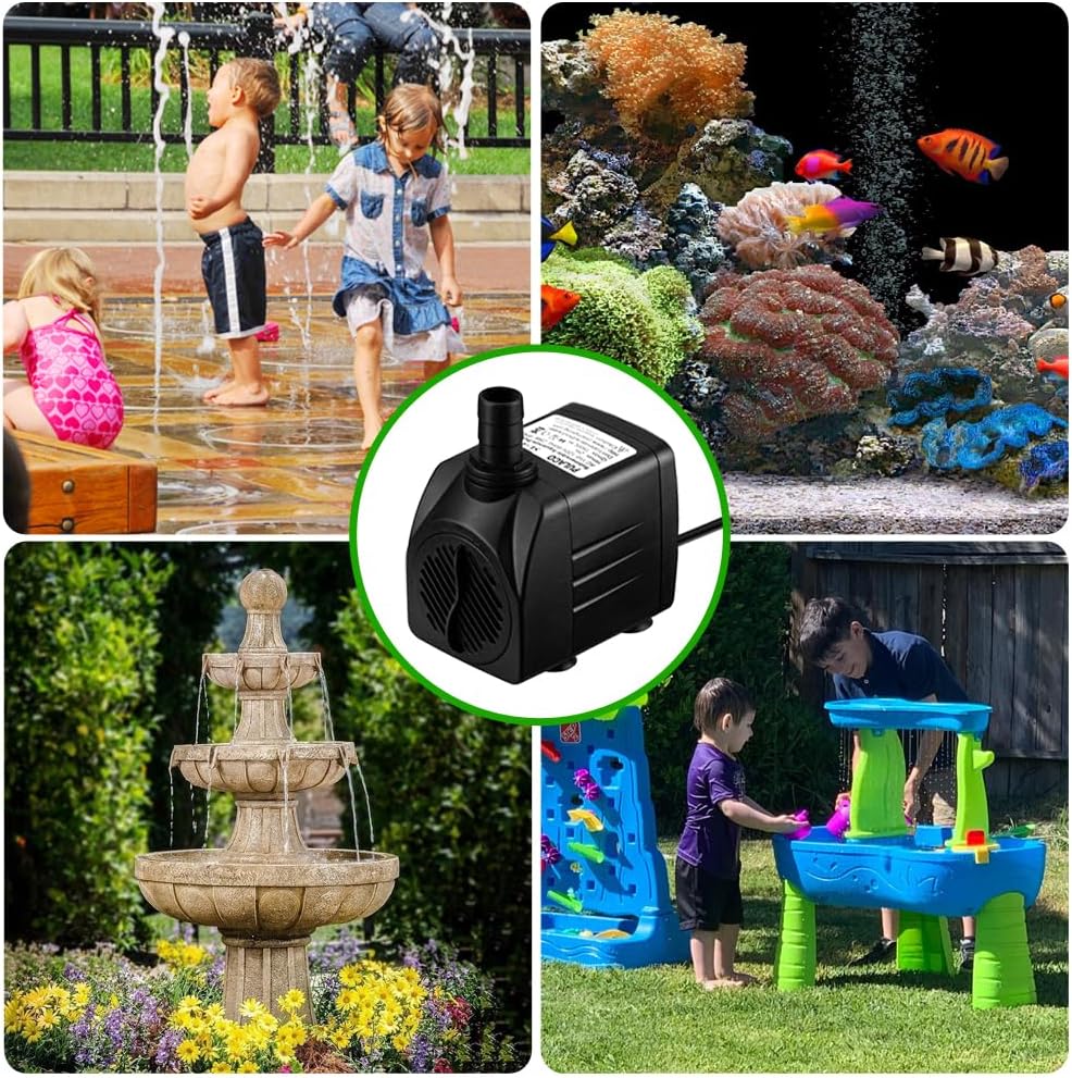 PULACO 400GPH Submersible Pump with 5 ft Tubing, (1500L/H 25W) durable fountain water pump for Pond Fountain, Aquariums Fish Tank, Statuary, Hydroponics