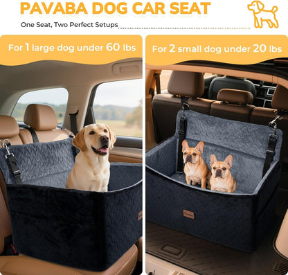 Dog Car Seat for Large Medium Dogs up to 60 lbs – Elevated Dog Booster Seat for Cars with Extra-Safe 14in High Front, Memory Foam Cushion, Washable Cover, Backseat Pet Car Bed (Black/Grey)
