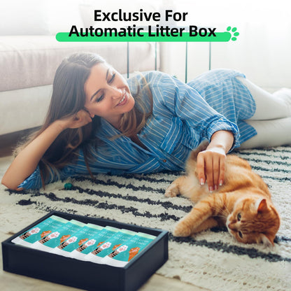 45 Count Cat Litter Box Liners Automatic for Litter Box Robot 4 and 3, Self-cleaning Waste Drawer Liners refill with Drawstring hick Heavy Duty 10-12 Gallons of Capacity, Transparent