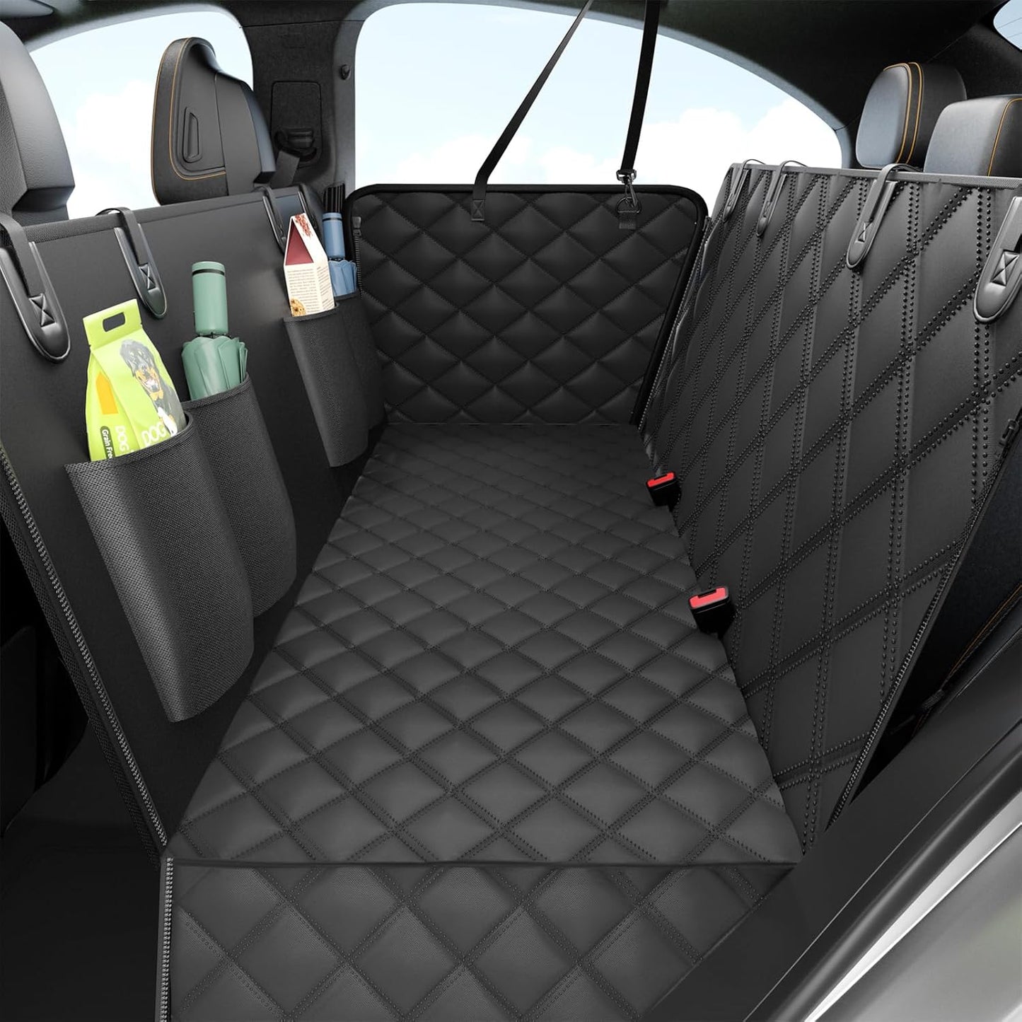 Dog Car Seat Cover for Back Seat,100% Waterproof Scratch Proof Nonslip Seat Cover,600D Heavy Duty Scratch Soft Dog Hammock for Car for Cars Trucks and SUVs