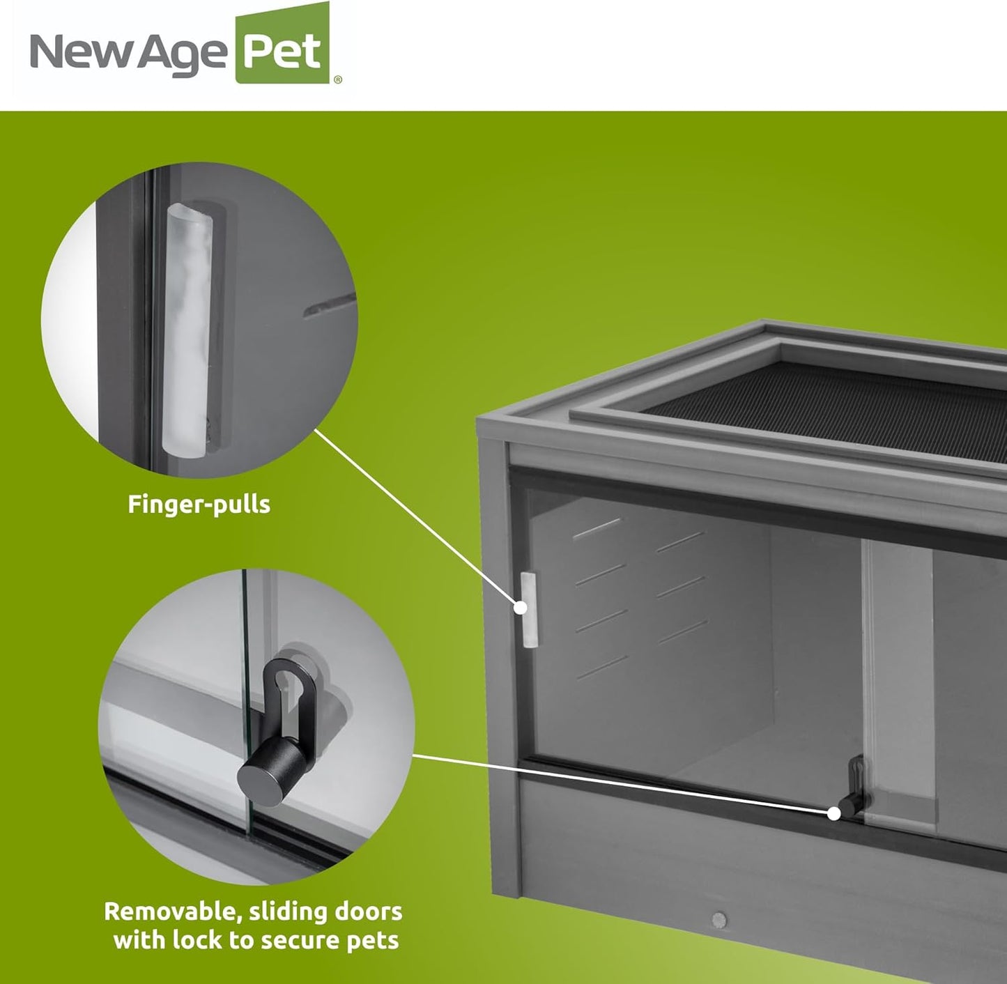 New Age Pet ECOFLEX 36" Wide Medium Reptile Habitat, Mojave Lounge for Snakes, Tortoises & Lizards in Maple, Black & Grey, Easy Assembly, Sliding Glass Doors & Mesh Top