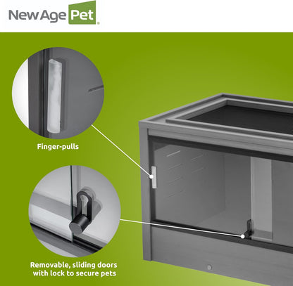 New Age Pet ECOFLEX 36" Wide Medium Reptile Habitat, Mojave Lounge for Snakes, Tortoises & Lizards in Maple, Black & Grey, Easy Assembly, Sliding Glass Doors & Mesh Top