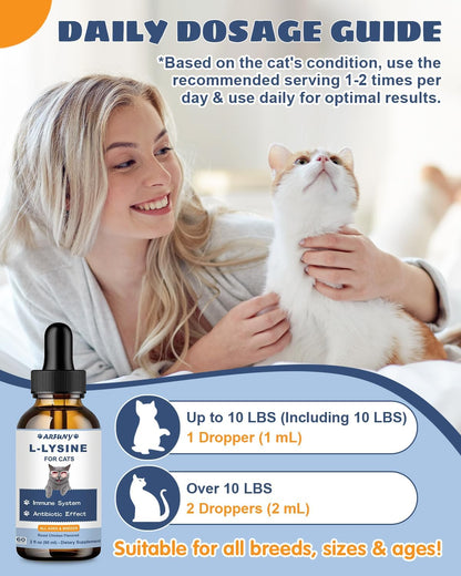 Lysine for Cats & Collagen for Cats - Respiratory, Sneezing, Runny Nose, Eye Function - Hip & Joint, Digestive & Immunity Support - with L-Lysine, Astragalus, Collagen, MSM - Roast Chicken Flavor