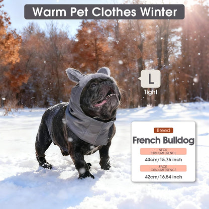 Kuoser Dog Winter Hat & Scarf Set, Pet Winter Warm Hooded Neck Gaiter, Dog Cold Weather Protection Neck Warmer with Fleece Lining