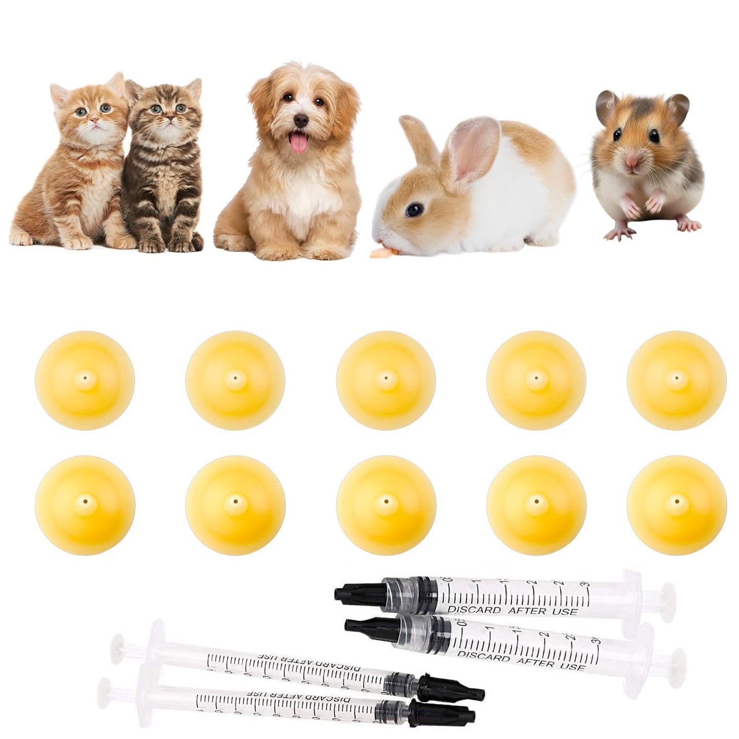 10 Packs Pet Silicone Nursing Nipple for Replaceable teats Mini and Syringes, Puppies,Silicone Kitten Pacifier,Kitten Feeding Syringe,Kitten Supplies,(Mini+Original)