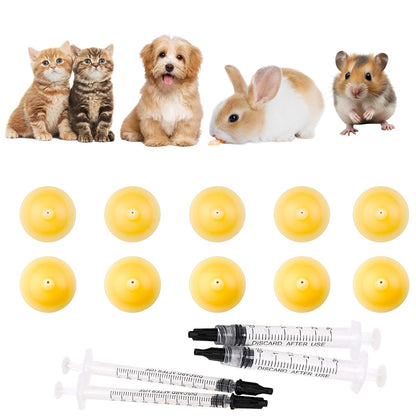 10 Packs Pet Silicone Nursing Nipple for Replaceable teats Mini and Syringes, Puppies,Silicone Kitten Pacifier,Kitten Feeding Syringe,Kitten Supplies,(Mini+Original)