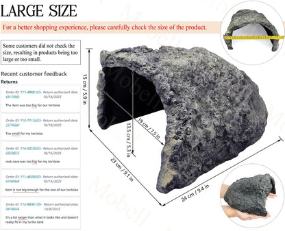 Rock Cave Habitat Hidden for Reptile and Amphibians.Terrarium & Aquarium Decor, Reptile hideout Hide Cave, Perfect for Bearded Dragons,Lizards,Snakes,Turtles,Geckos,Tortoises,Small Animals -Large Size