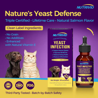 Yeast Infection Treatment for Dogs and Wild Alaska Salmon Oil for Dogs & Cats Fish Oil Omega 3 Supplements with EPA & DHA