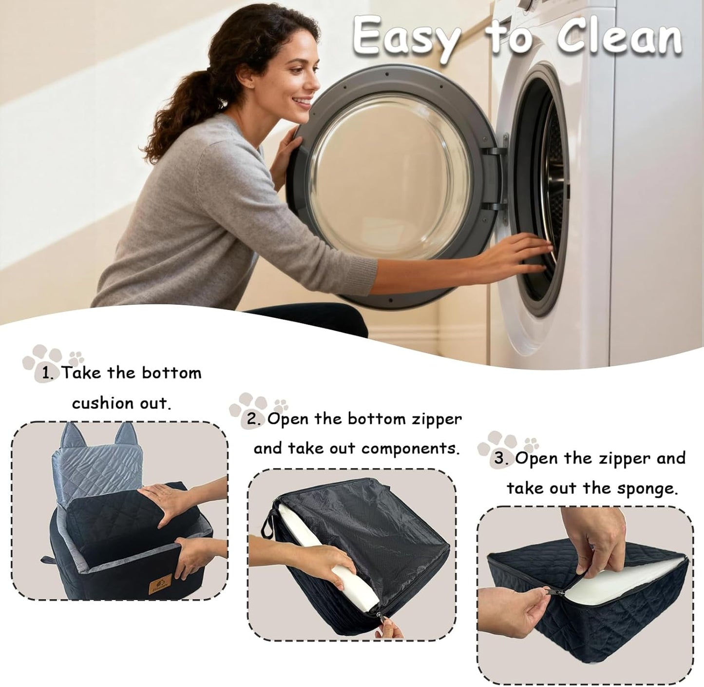 Dog Car Seat for Small & Medium Dogs – 6" Higher Booster Seat with Supportive Memory Foam Cushion, Detachable & Washable Cover, Safe & Comfortable Car Bed for Dogs up to 35 lbs