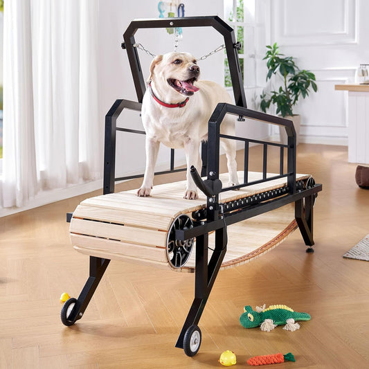 Albott Dog Treadmill for Large & Medium Dogs with Pace Adjustbable Brake and Roller Wheels, Enlarged Indoor Slatmill for Dogs to Keep Fit and Healthy, Up to 330 Lbs