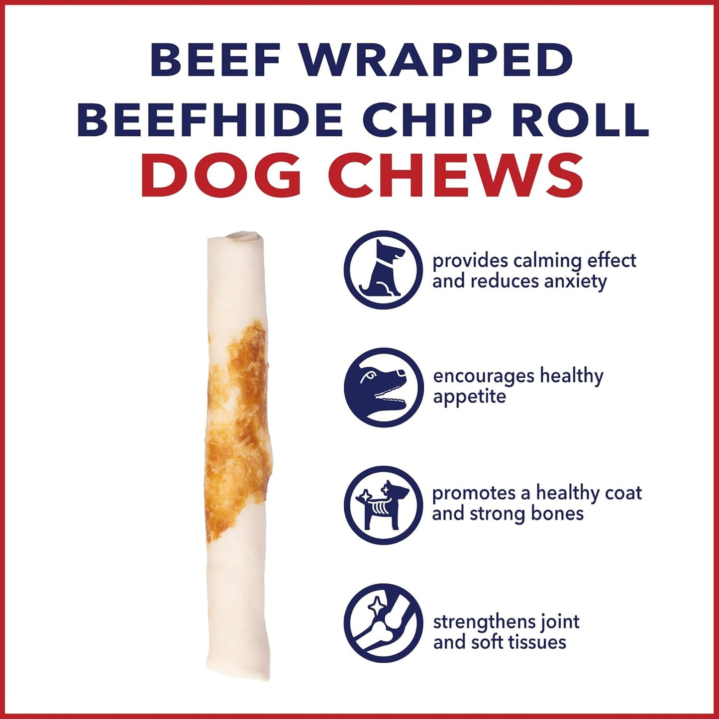 Pet Factory Twistedz American Beefhide 5" Chip Rolls Dog Chew Treats w/Real Beef Meat Wrap - 8 Count/4 Pack