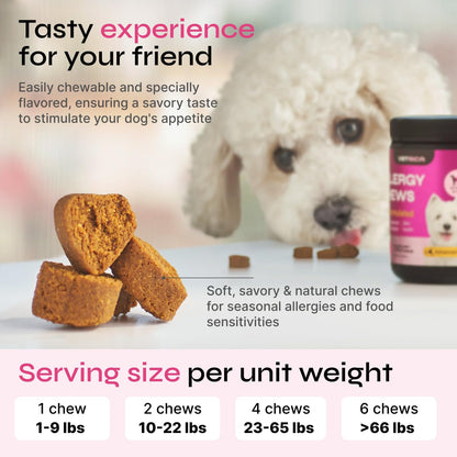 Dog Allergy Relief Chews - Dog Itching Skin Relief - Anti Itch - Skin Health - Hot Spot Treatment - Seasonal Allergy Support Supplements - Immune Chewable Treats - Turmeric, Quercetin