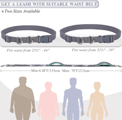 VIVAGLORY Hands Free Dog Leash + Dog Coat, Running Waist Leash with Belt for Running Walking, Warm Fleece Lined Reflective