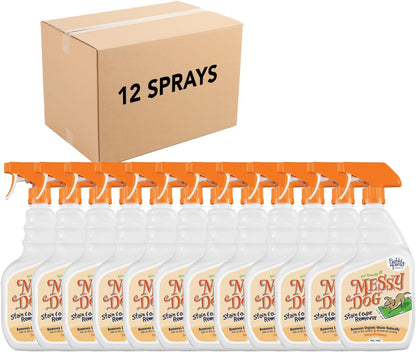 Bobbi Panter Messy Dog Stain & Odor Remover - (Case of 12) Bio-Enzymatic Power, Biodegradable Formula for Tough Stains & Odors, Earth-Friendly & Pet-Safe, Non-Toxic, 32 fl. oz. Spray Bottles