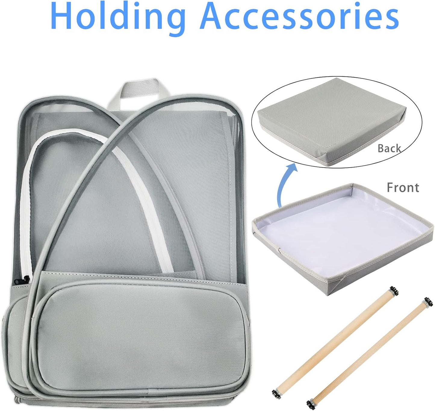 Texsens Bird Carrier Backpack - Pet Travel Cage with Upgraded Tray and Standing Perches, Breathable & Portable, for Small Birds, Green Cheek, Cockatiel, Parrot (Grey)