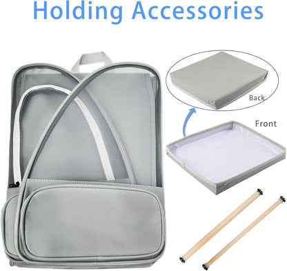 Texsens Bird Carrier Backpack - Pet Travel Cage with Upgraded Tray and Standing Perches, Breathable & Portable, for Small Birds, Green Cheek, Cockatiel, Parrot (Grey)