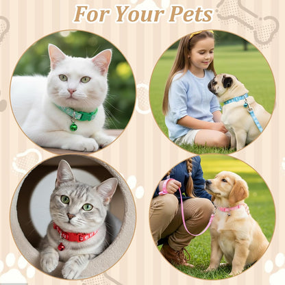 48 Pcs Dog Collar and Leash Set, Polypropylene Adjustable Puppy Collars for Small Pet Puppy Walking Training with Hook and Buckle, Litter Size(Multicolor,Paws Pattern)