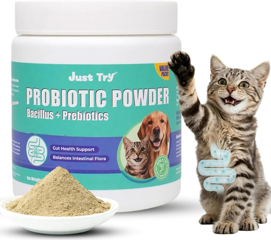 Pet Health Supplement, Hairball Relief, Immune Support, Urinary Care & Probiotics Powder for Cats & Dogs, 1.7OZ/2.7OZ/3.7OZ/4.7OZ (Probiotics)