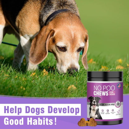 200 Chews No Poo Chews-No Poop Eating Deterrent for Dog-Coprophagia Deterrent for Dogs-Prevent Stop Dogs from Eating Poop Supplement with Digestive Enzymes&Probiotics-Breath Freshener-Chicken Flavor