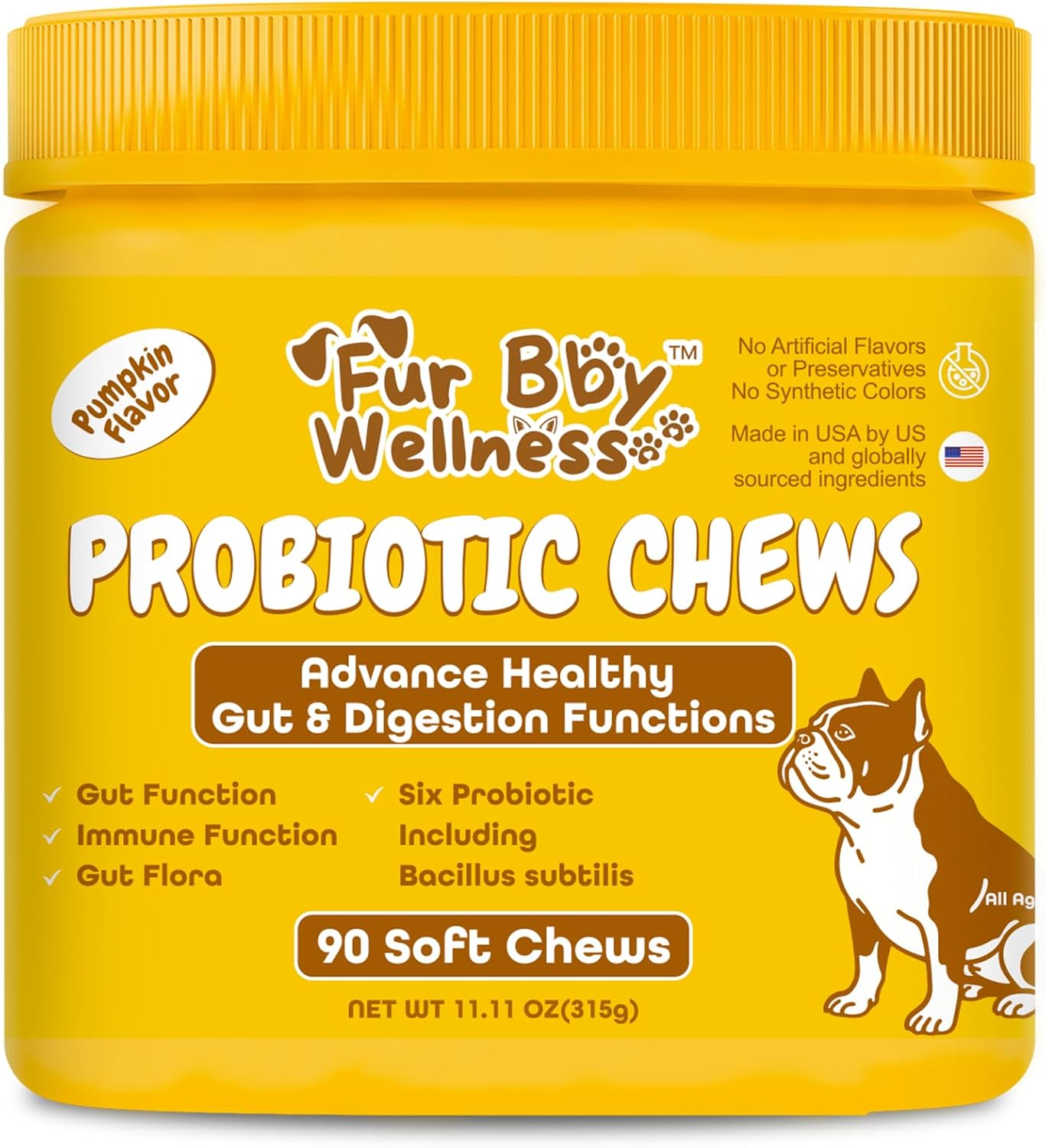 Probiotics for Dogs – Digestive Enzymes, Gut Health & Immune Support – Helps with Diarrhea, Upset Stomach, Seasonal Allergies & Itchy Skin – Vet Approved Pumpkin Flavor Soft Chews, 90 Count