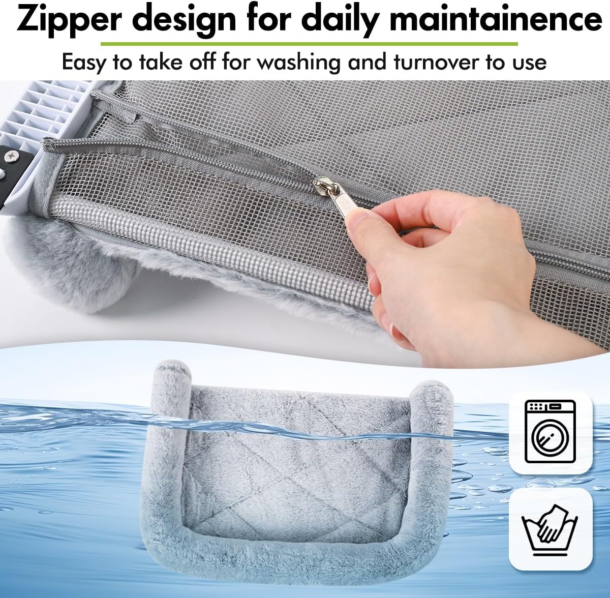 Cat Window Sill Perch with Large Bolster, Easy to Adjust & Assemble Cat Window Seat for Windowsill & Bedside, Pet Hammock Bed for Large Cats and Kittens (Grey, L)