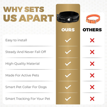 Upgraded AirTag Dog Collar, Waterproof Tactical Dog Collar with AirTag Holder with Reflective, Ultra-Durable, Comfortable Padded, Heavy Duty Dog Collars for Medium to Large Dogs (L Black)