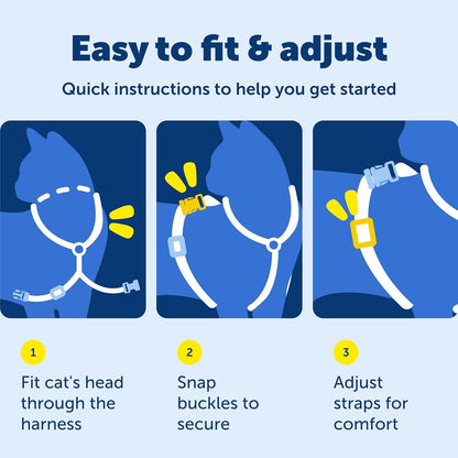 PetSafe Come with Me Kitty Cat Harness & Bungee Leash - Comfortable No-Choke Harness with Lightweight Bungee Leash for Outdoor Fun - Escape Free Pulling Prevention - Medium - Lilac