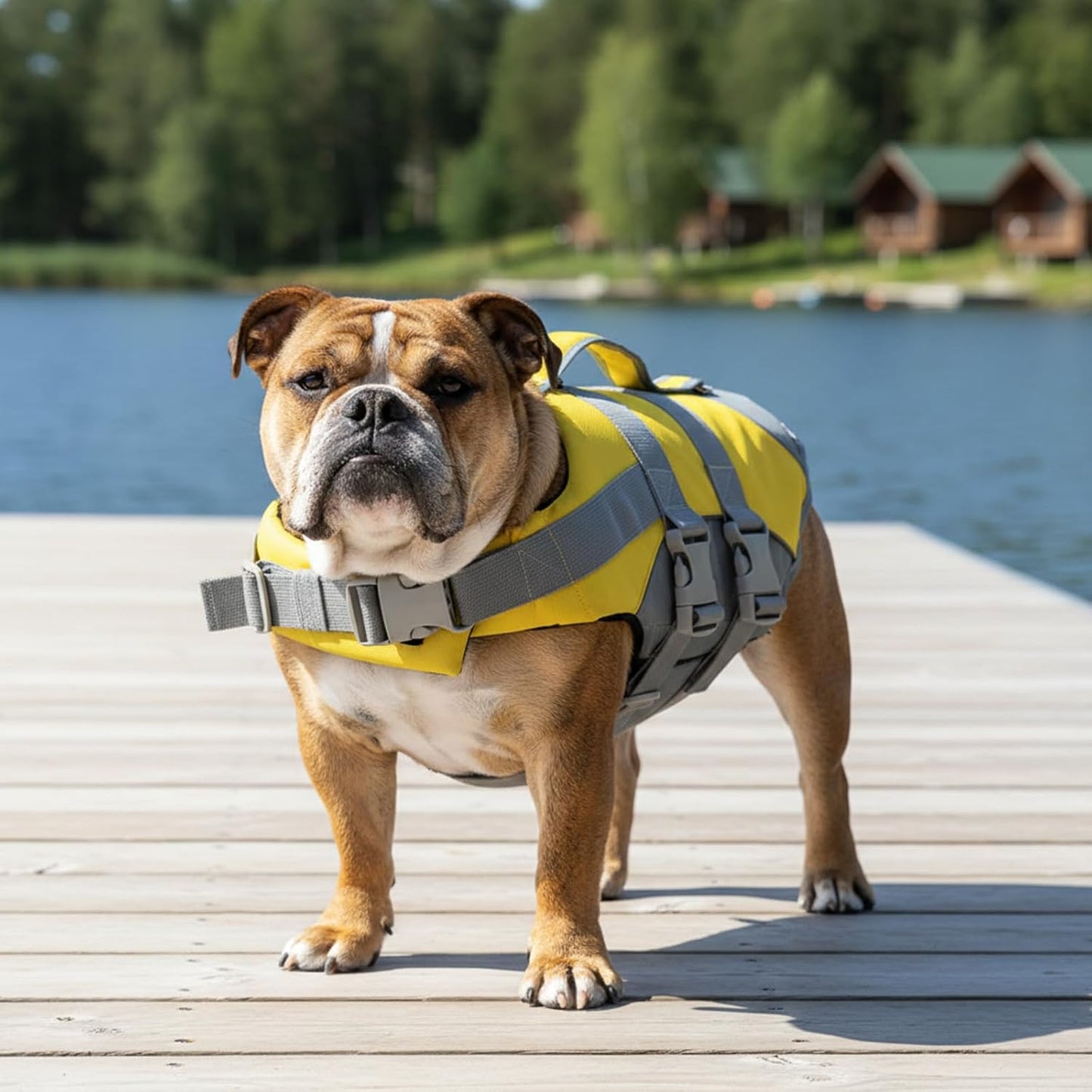 Geyecete Dog Life Jacket Large High-Visibility Life Vest for Dogs with Strong Buoyancy-Reflective with Handle for Swimming & Boating-Yellow-XL