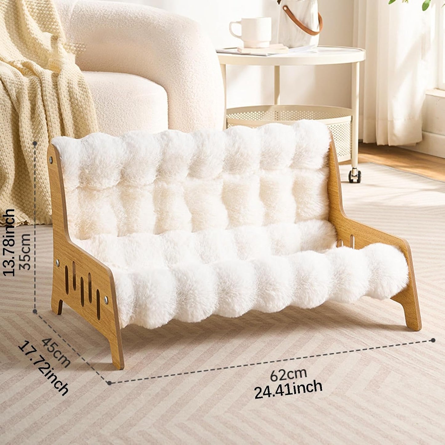 Cat Sofa Bed Chair Wooden Frame Pet Sleeping Beds Cat Couch Puppy Kennel, XXL