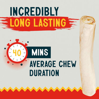 Canine Chews 10-11" Rawhide Bones for Large Dogs, Durable USA Beefhide Dog Rawhide Chews, Retriever Rolls 20 Pack (5 lbs)