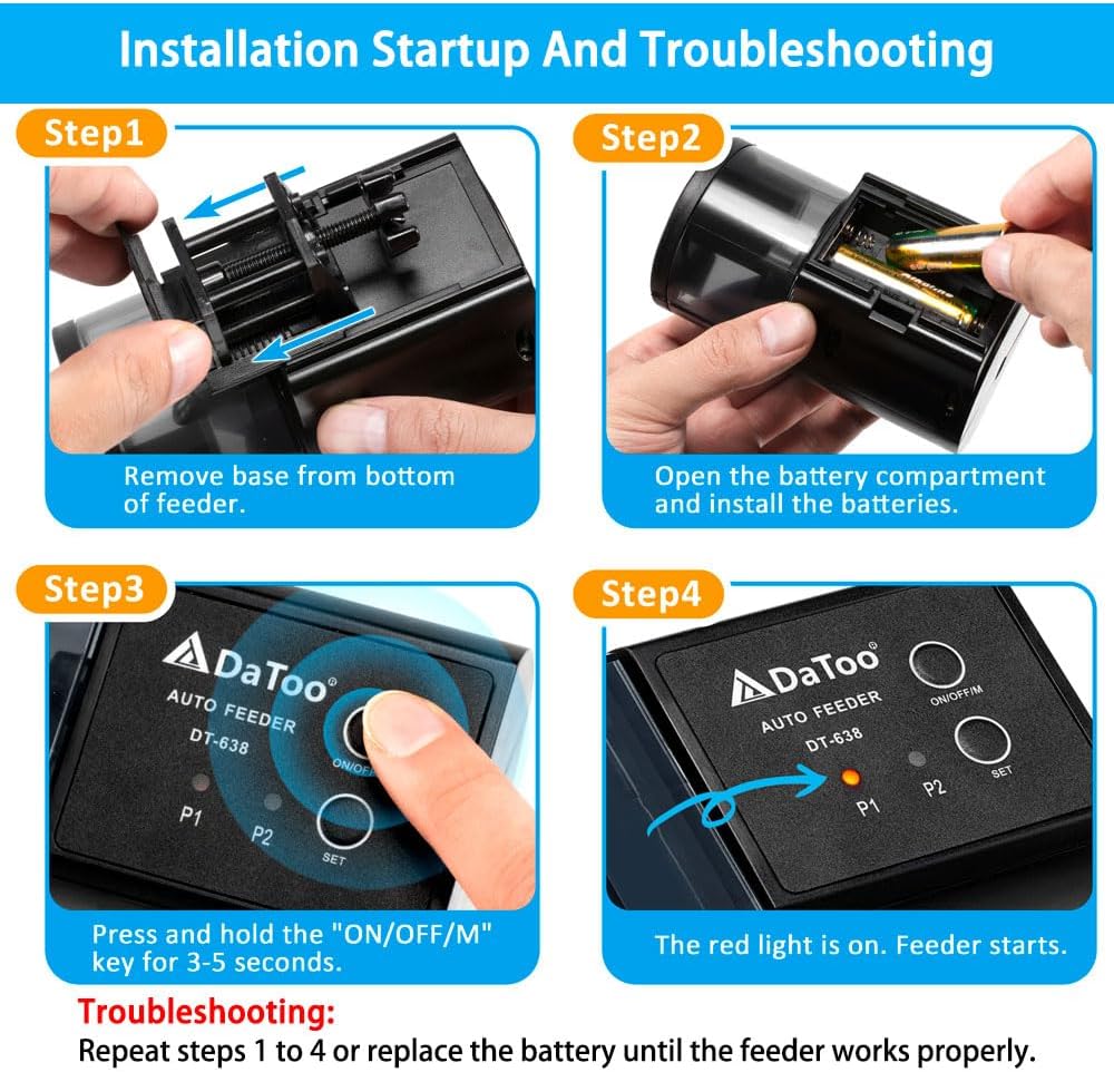 Aquarium Automatic Fish Feeder for Small Tank Auto Fish Food Dispenser Timer Vacation Betta Feeder with Moisture-Proof Air Hole
