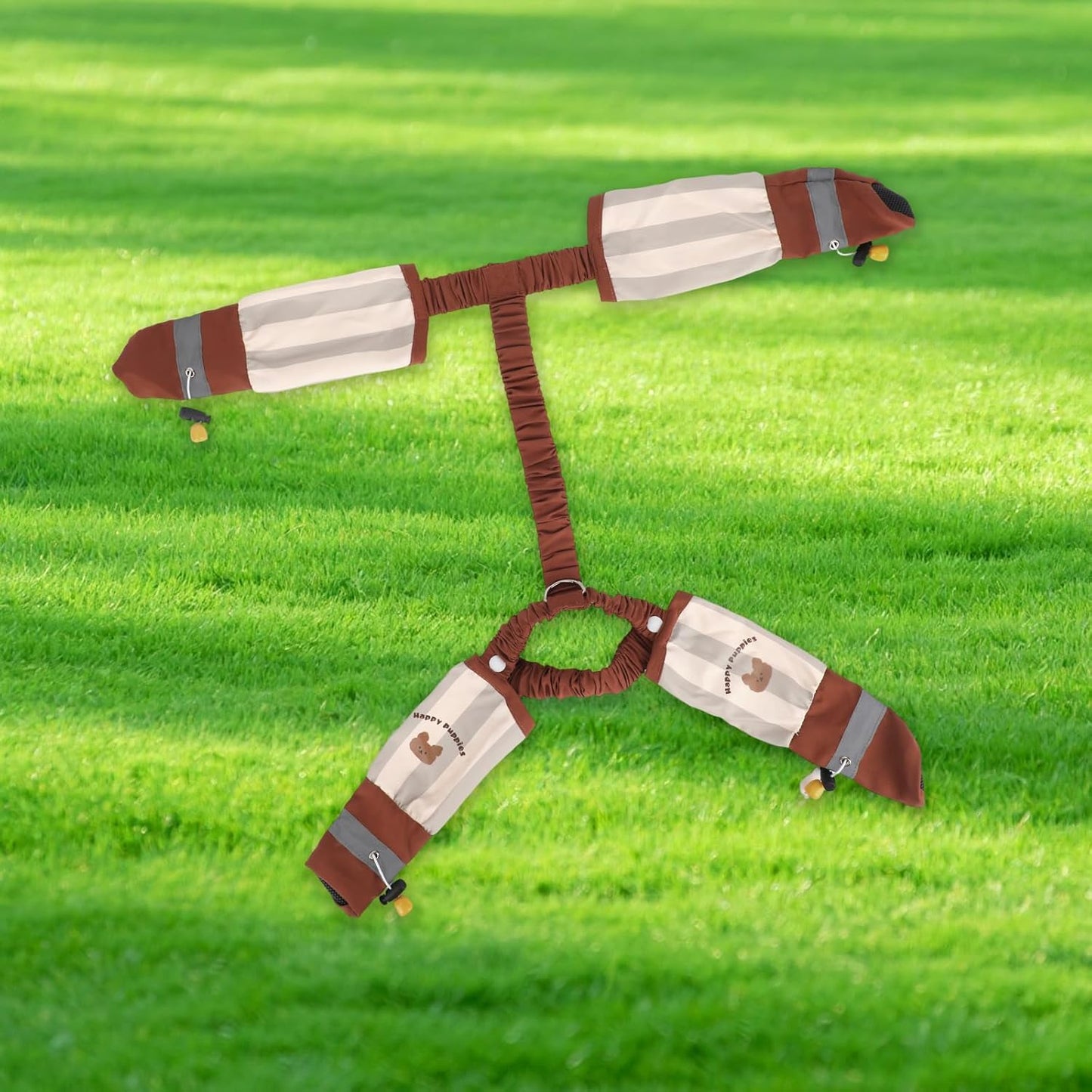 Anti-Dirt Pants for Small Dogs, Waterproof Dog Pants Dust Free Full-Leg Protective Dog Suspender Rain Boots Anti-Slip Paw Protector Shoes for 6-11lbs Pets Outdoor Play Hiking Walking (Striped)