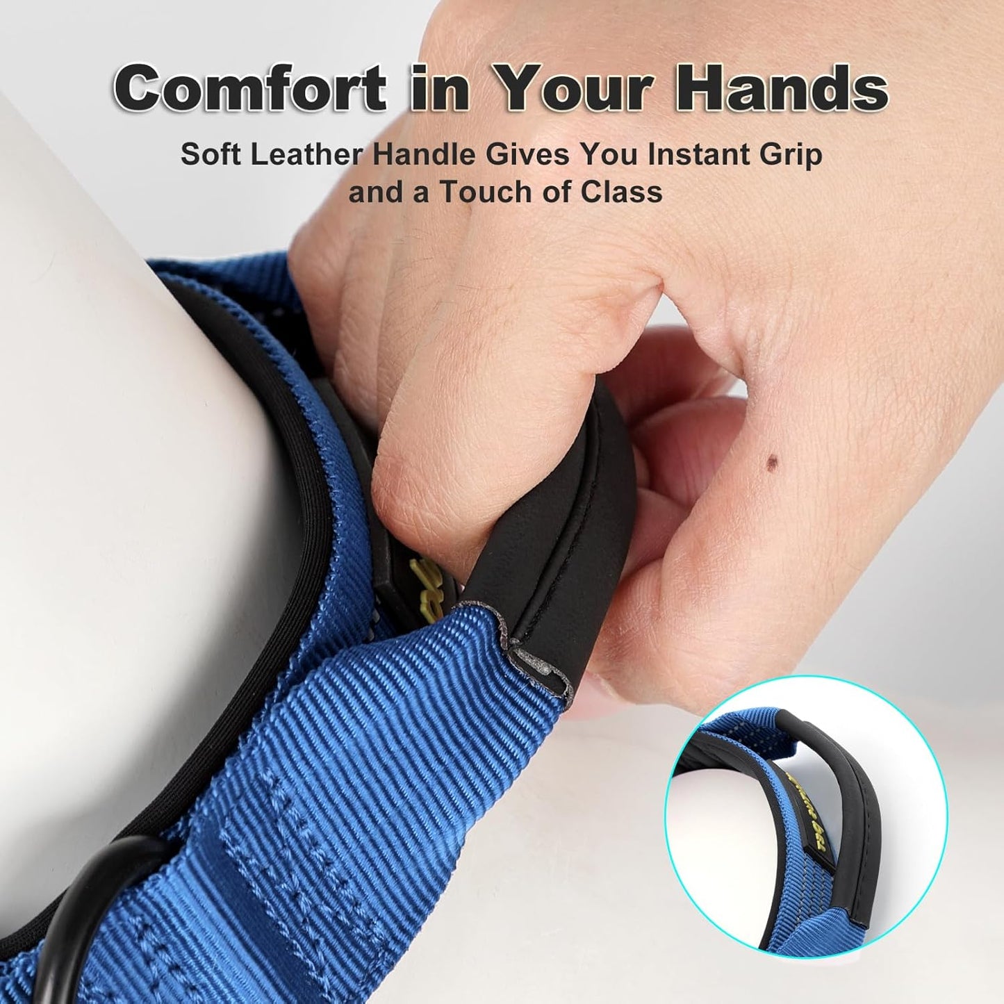 Plutus Pet Tactical Dog Collar with Tracker Pocket for AirTag, Adjustable Reflective Nylon Collar, Metal Buckle, Leather-Wrapped Handle, Soft Padded for Medium Large Dogs (Blue, M)