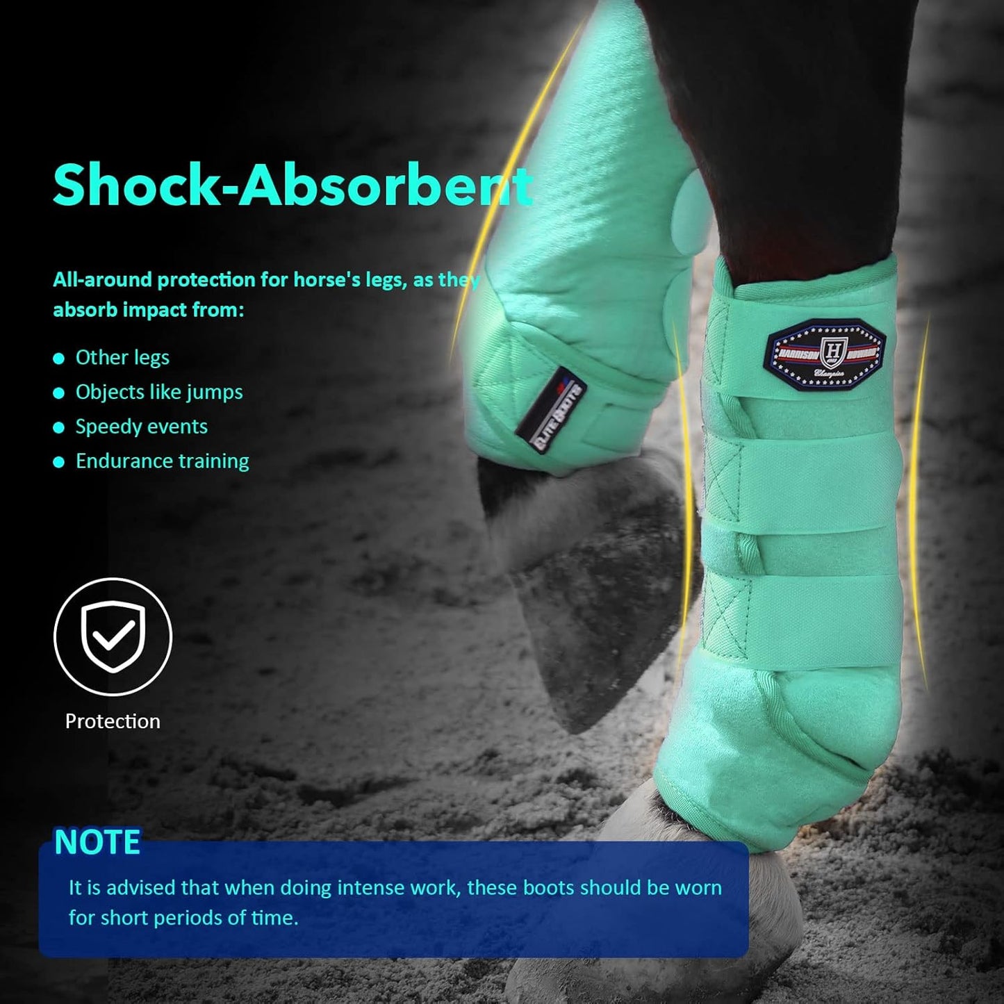 Harrison Howard Horse Sport Medicine Front Shock-Absorbing Boots All-Round Lower Limb Protection & Support Sport Boots Athletic Boots Perfect for Endurance Training and Performance Mint L