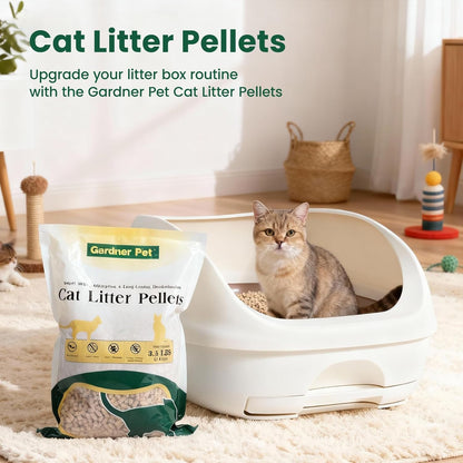 Gardner Pet Cat Litter Pellets Works in Double-Layer Litter Boxes Natural Mineral Formula with Odor Control, Low Dust & Low Tracking, Non-Clumping Cat Litter, Lightweight & Safe(3.5LBS*4)