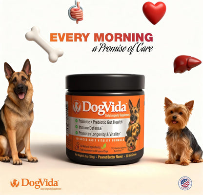 Daily Vitality Chews for Dogs, Omega-3 and Healthy Probiotics for Joint & Coat Support and Gut Health, Soft Chews Vitamins for Small, Medium, Large Breed Dogs