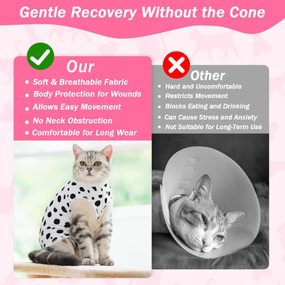 2 PCS Cat Recovery Suit for Female Cats & Kittens, Breathable Spay Surgery Onesie, Abdominal Wound Protection Anti-Licking Suit, E-Collar Alternative